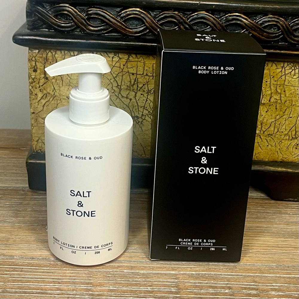 Brand NIB Salt & Stone Black Rose & Oud Body Lotion 7 fl oz/206 mL